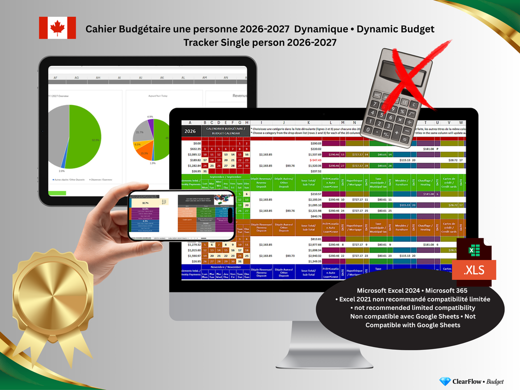Premium Dynamic Budget System – Single Person • Système Dynamique Premium de Budget – Pour Personne Seule • Canada • 2026–2027 • Signature