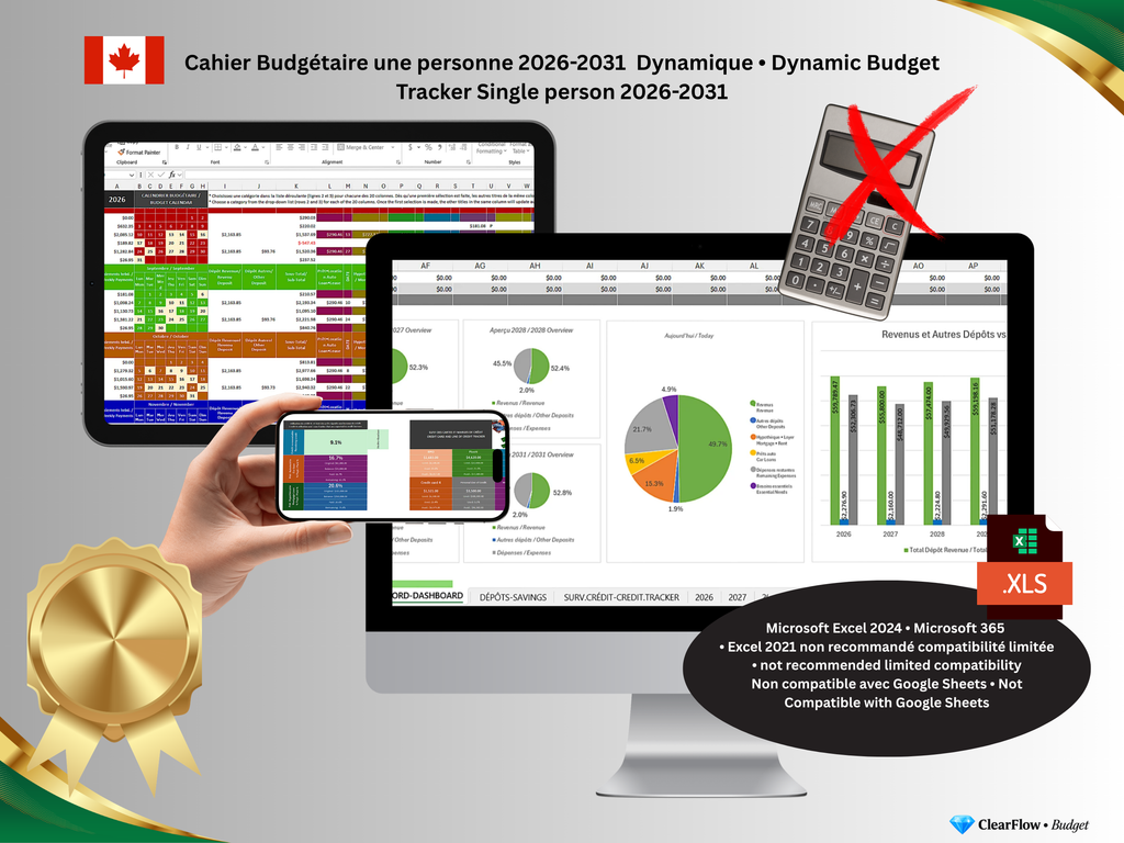 Premium Dynamic Budget System – Single Person • Système Dynamique Premium de Budget – Pour Personne Seule • Canada • 2026–2031 • Signature