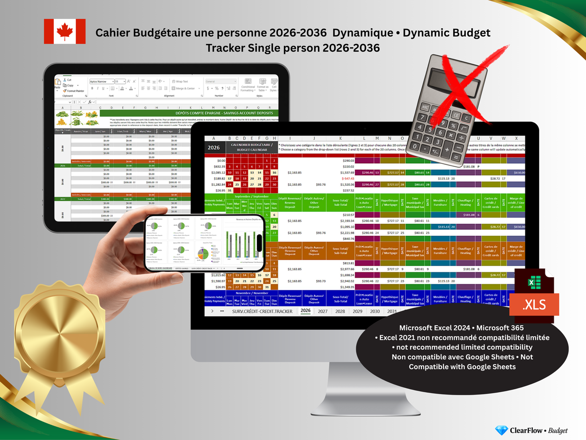 Premium Dynamic Budget System – Single Person • Système Dynamique Premium de Budget – Pour Personne Seule • Canada • 2026–2036 • Signature