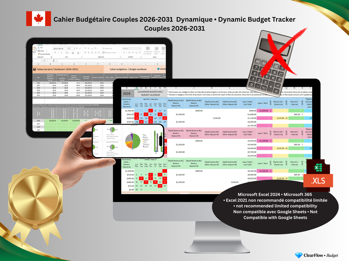 Premium Dynamic Budget System – Couples • Système Dynamique Premium de Budget – Pour Couples • Canada • 2026–2031 • Essence
