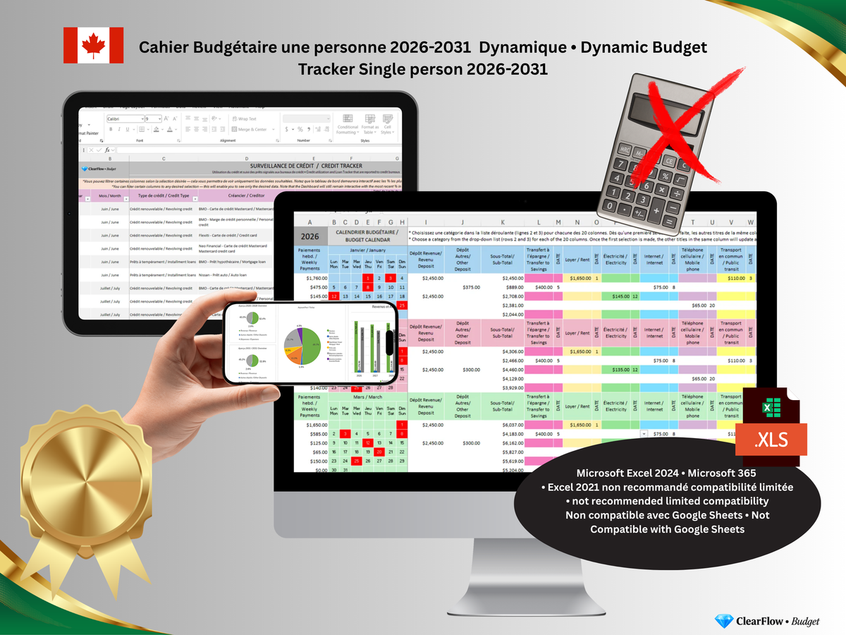 Premium Dynamic Budget System – Single Person • Système Dynamique Premium de Budget – Pour Personne Seule • Canada • 2026–2031 • Essence