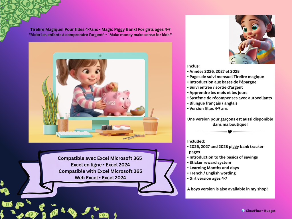 Magic Piggy Bank • Girls 4–7 • Canada & USA • Savings • Visual Goals Tracker