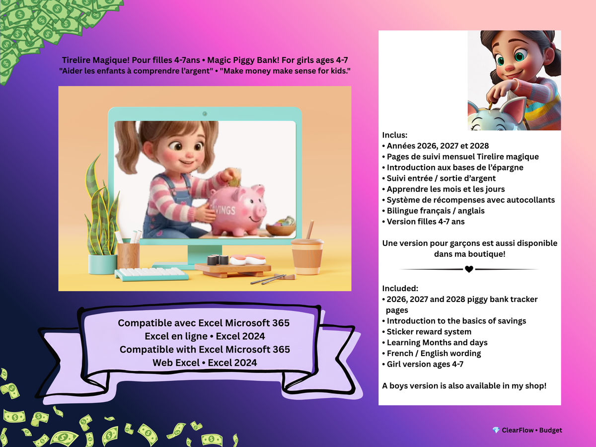 Magic Piggy Bank • Girls 4–7 • Canada & USA • Savings • Visual Goals Tracker
