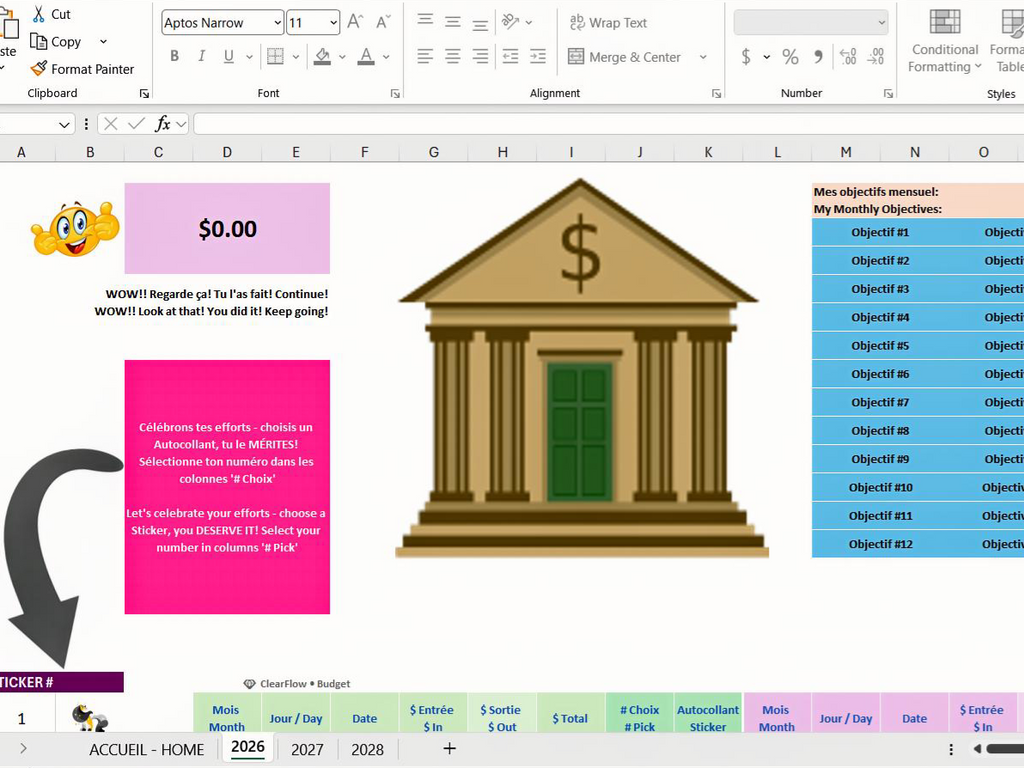 Premium Dynamic Savings Dashboard • Girls 8–12 • Canada & USA • ADHD‑Friendly • Goals • Allowance (Copy)