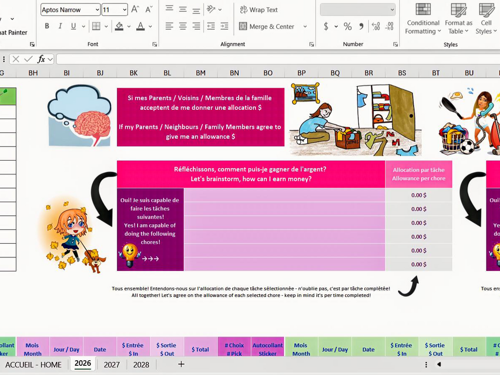 Premium Dynamic Savings Dashboard • Girls 8–12 • Canada & USA • ADHD‑Friendly • Goals • Allowance (Copy)