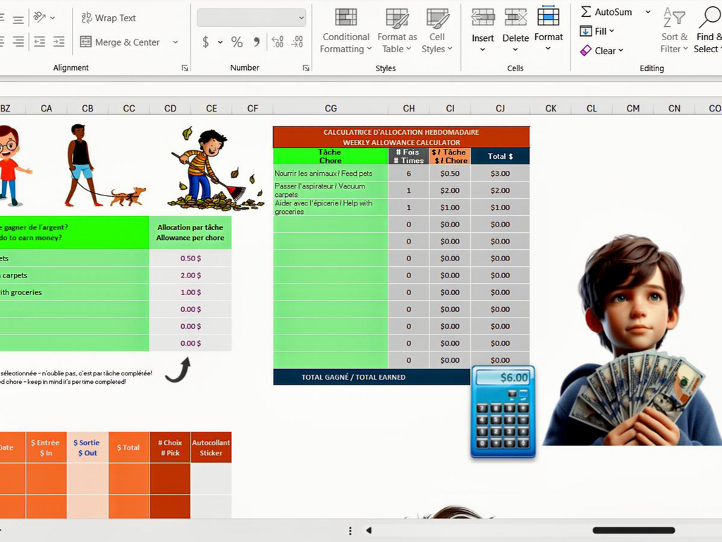 Premium Dynamic Savings Dashboard • Boys 8–12 • Canada & USA • ADHD‑Friendly • Goals • Allowance