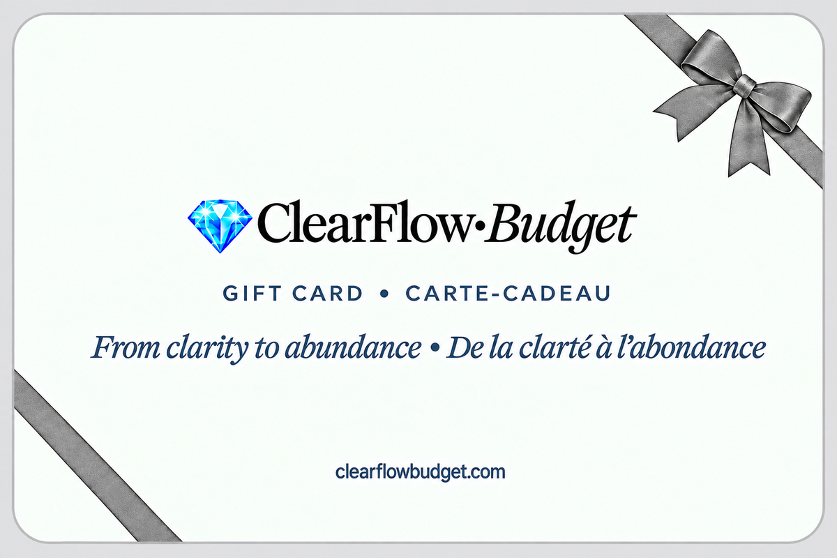 ClearFlow•Budget gift card with an actual rounded card silhouette and matching rounded border