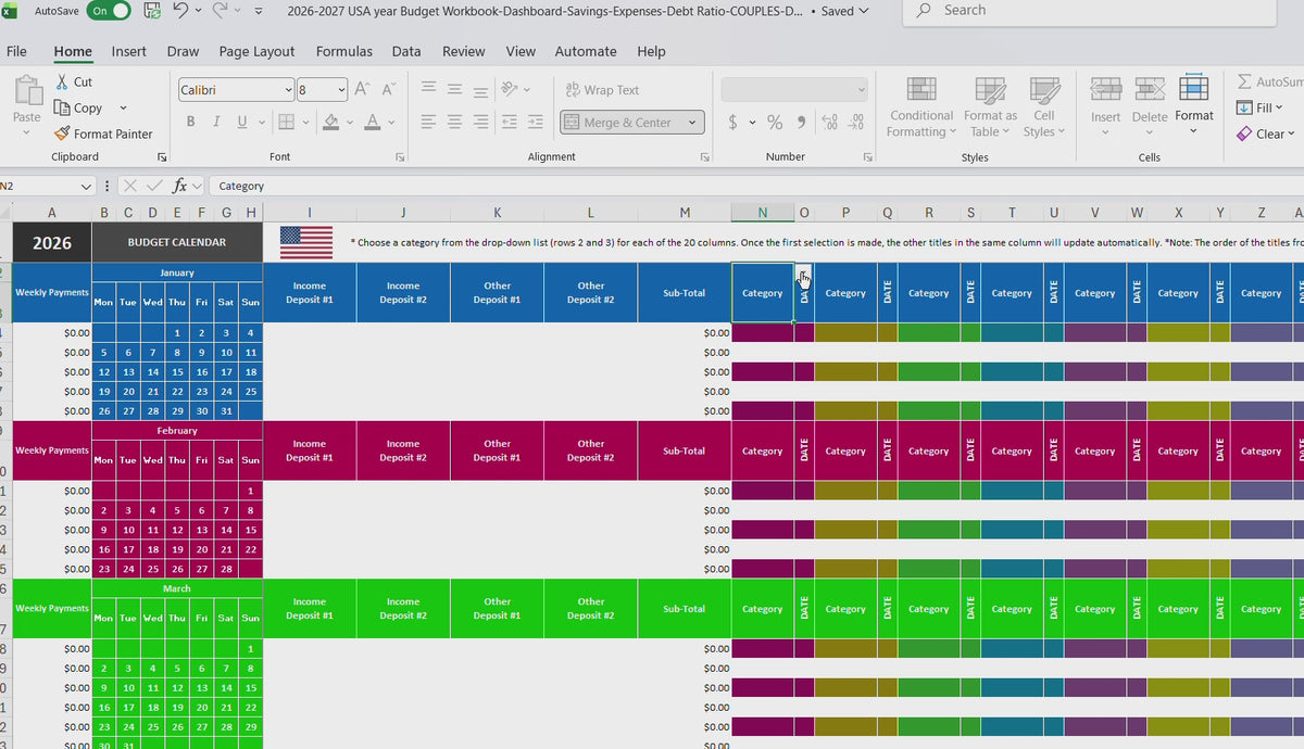 Premium Dynamic Budget System – Couples • USA • 2026–2036 • Signature