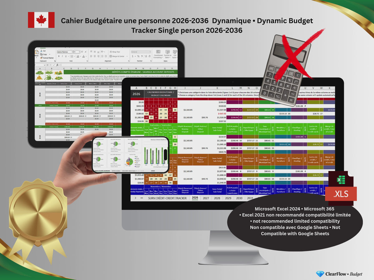 Premium Dynamic Budget System – Single Person • Système Dynamique Premium de Budget – Pour Personne Seule • Canada • 2026–2036 • Signature