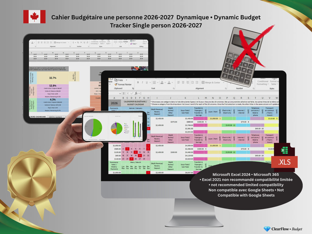 Premium Dynamic Budget System – Single Person • Système Dynamique Premium de Budget – Pour Personne Seule • Canada • 2026–2027 • Essence