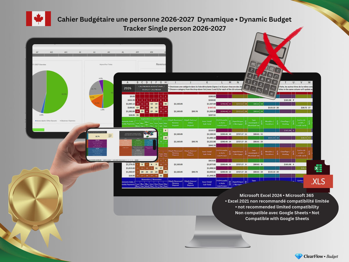 Premium Dynamic Budget System – Single Person • Système Dynamique Premium de Budget – Pour Personne Seule • Canada • 2026–2027 • Signature